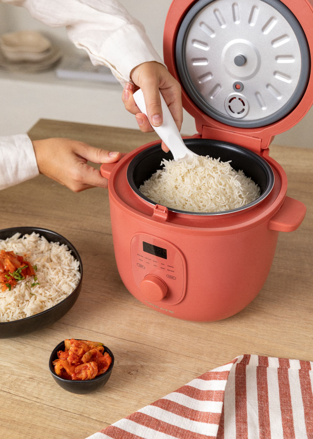 RICE COOKER STUDIO - Arrocera eléctrica de 2L con cesta vaporera