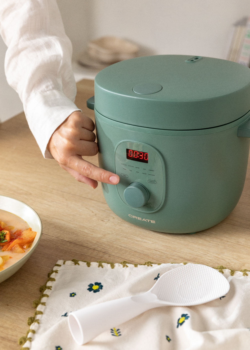 RICE COOKER STUDIO - Arrocera eléctrica de 2L con cesta vaporera