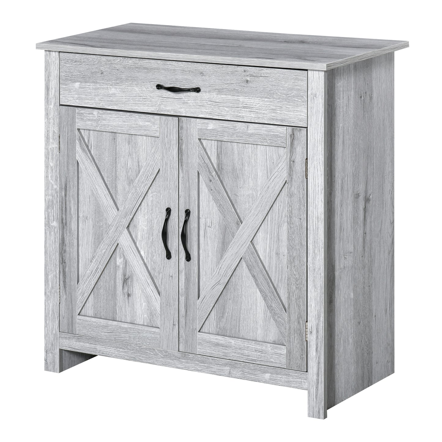 HOMCOM Aparador de Cocina Buffet para Salón con 1 Cajón 2 Puertas y Estante Interior Ajustable Mueble Auxiliar Decorativo para Comedor 80x39,7x80 cm Gris