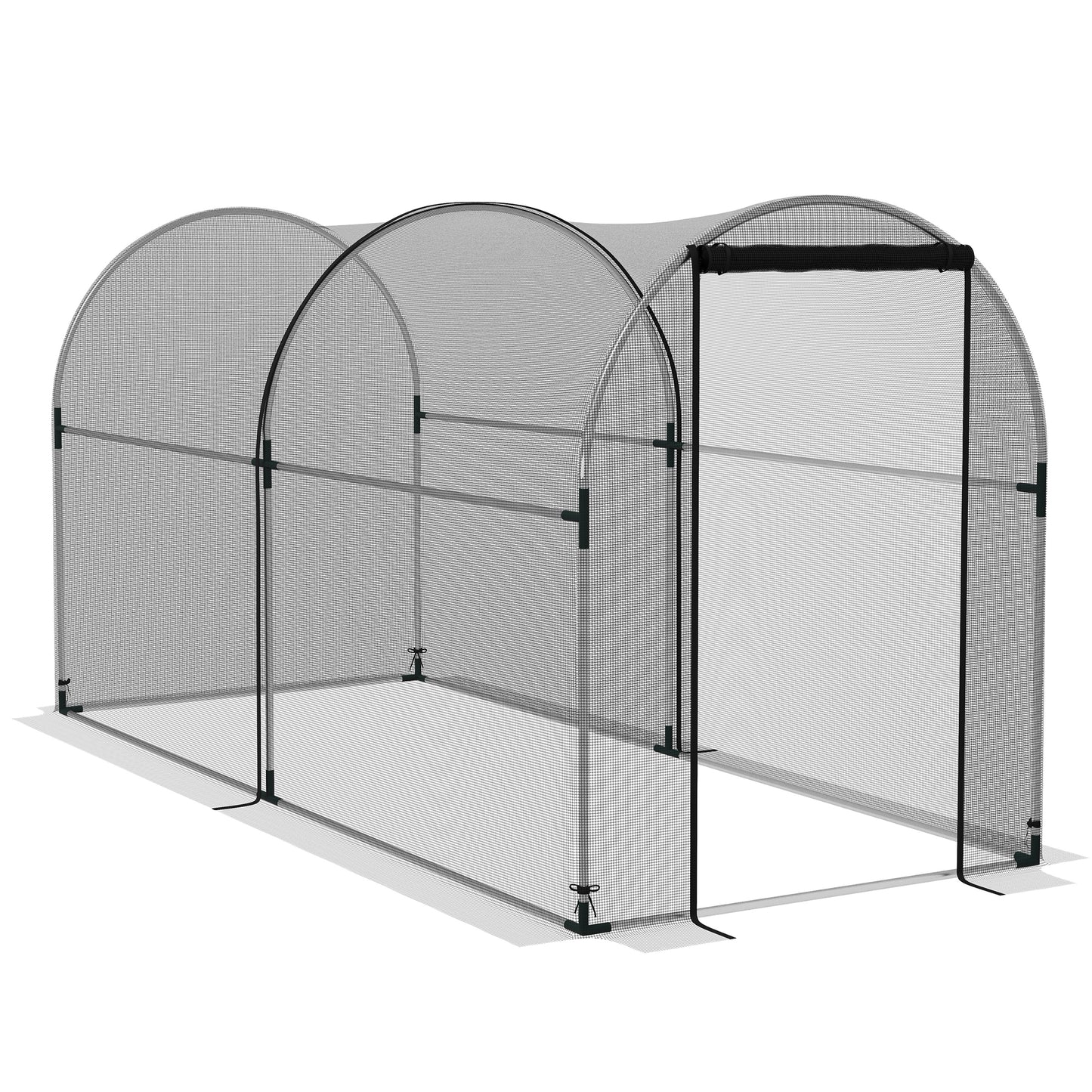 Outsunny Jaula de Cultivo Jaula de Protección con Soportes Puerta con Cremallera y Anti-UV para Proteger las Plantas en Jardín Terraza Patio 120x300x146 cm Negro