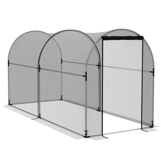 Outsunny Jaula de Cultivo Jaula de Protección con Soportes Puerta con Cremallera y Anti-UV para Proteger las Plantas en Jardín Terraza Patio 120x300x146 cm Negro