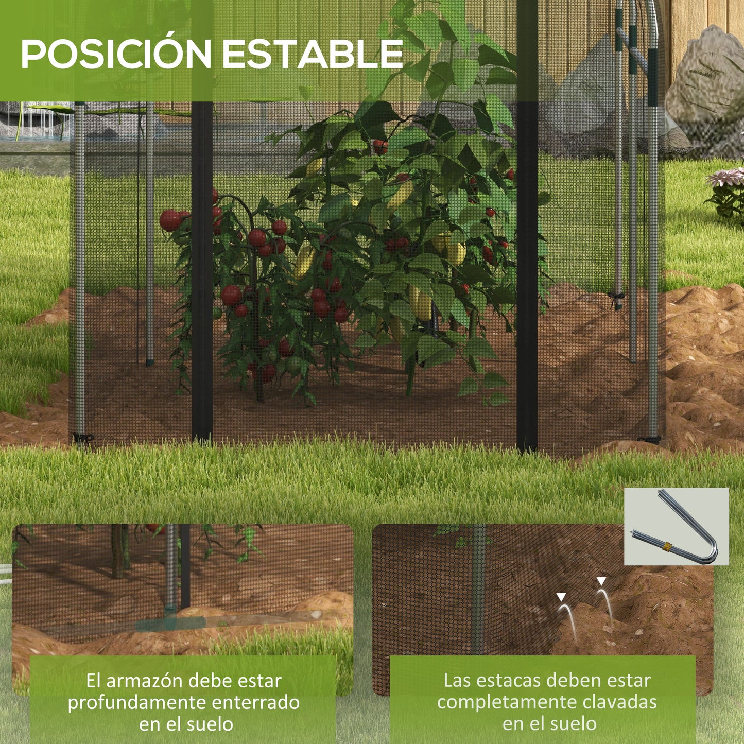 Outsunny Jaula de Cultivo Jaula de Protección con Soportes Puerta con Cremallera y Anti-UV para Proteger las Plantas en Jardín Terraza Patio 120x300x146 cm Negro