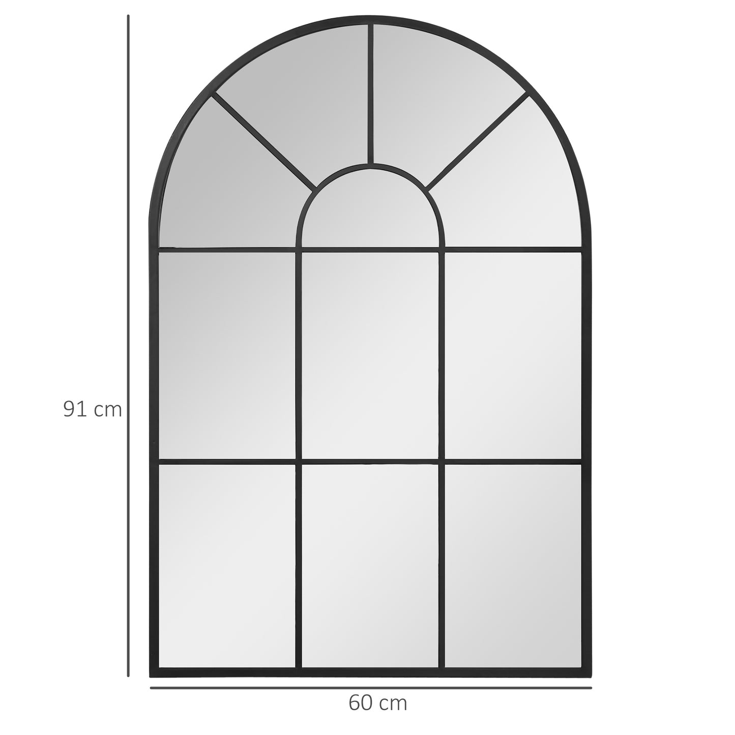 HOMCOM Espejo Decorativo de Pared 60x91 cm Espejo de Ventana de Metal para Salón Dormitorio Entrada Estilo Moderno Negro