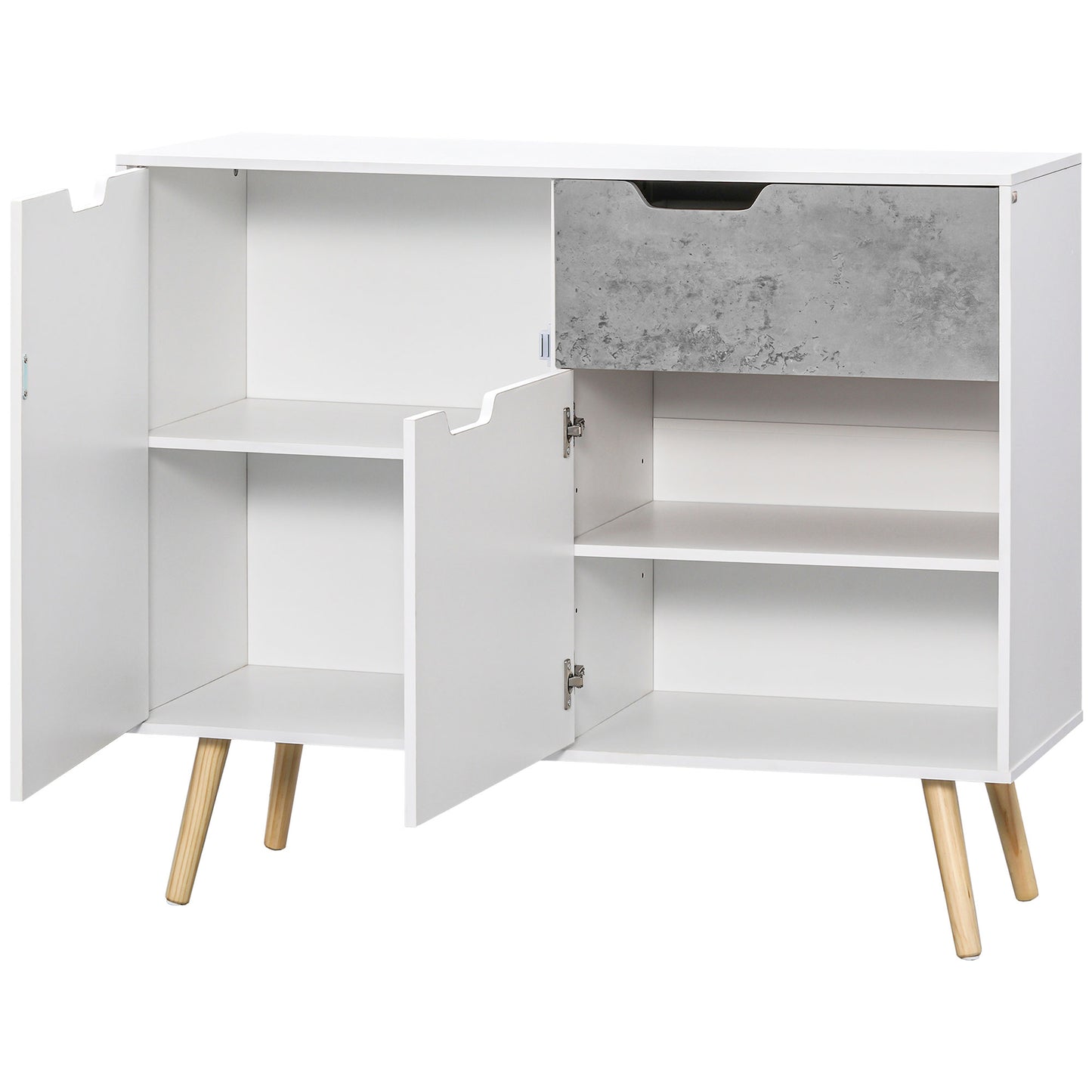 HOMCOM Aparador de Cocina Armario Buffet con 2 Puertas 1 Cajón Armario de Almacenaje para Salón Estudio Dormitorio Estilo Moderno 98x39x81,5 cm Blanco