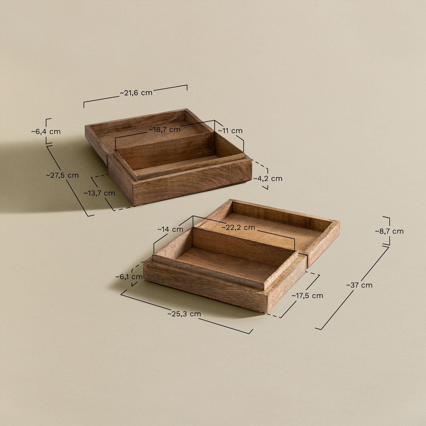 Set de 2 cajas organizadoras en madera de mango Nanup Madera Mango -  SKLUM