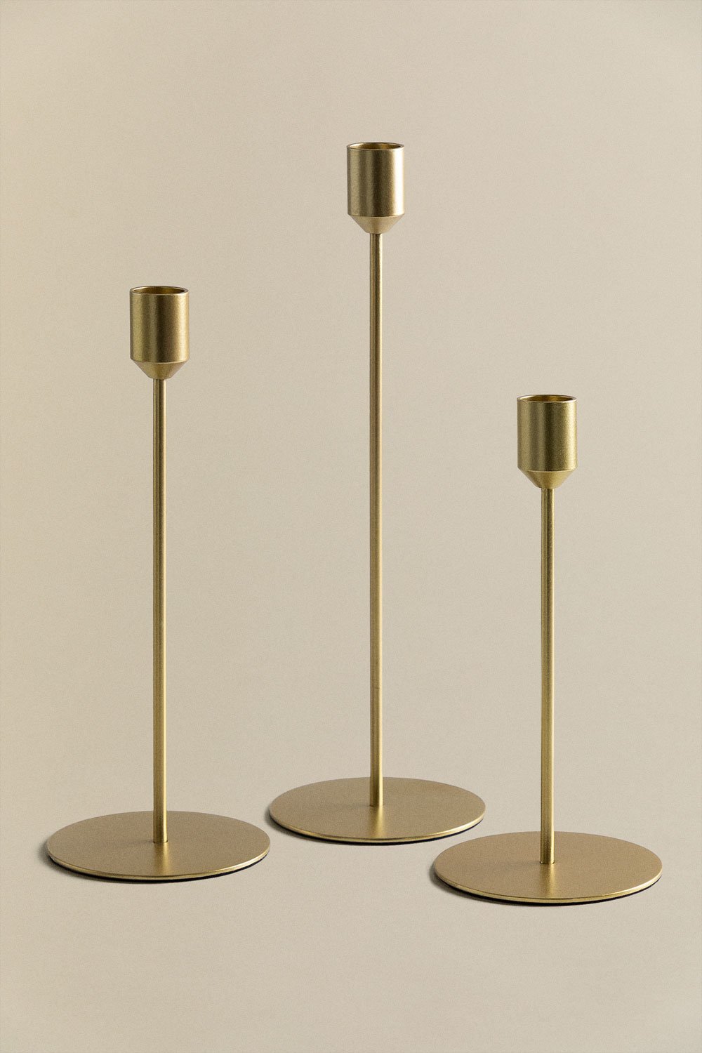 Set de 3 Candelabros en Hierro Enoc Oro -  SKLUM