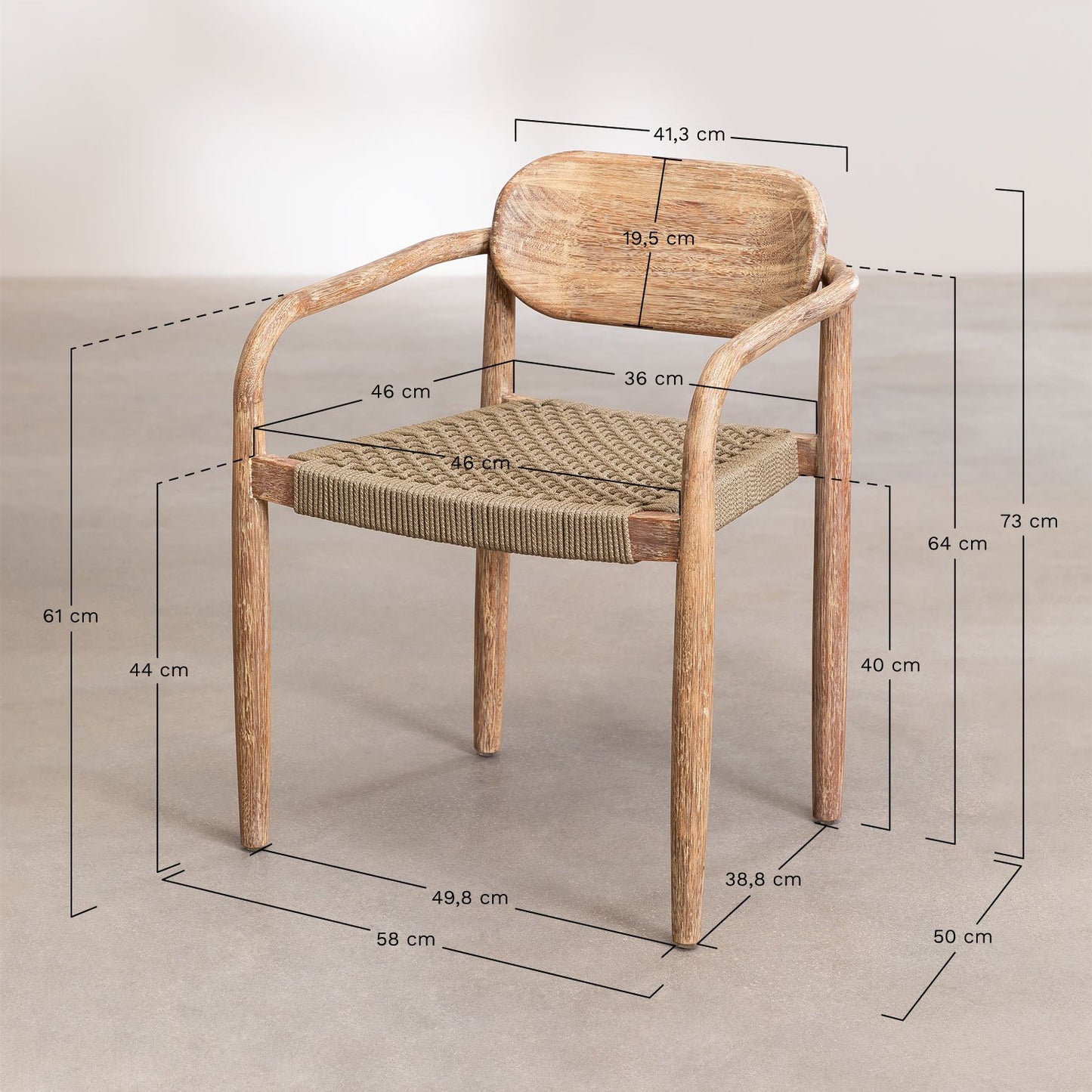 Set de Mesa Redonda (Ø120 cm) y 6 Sillas de Jardín con Reposabrazos en Madera Naele Negro -  SKLUM