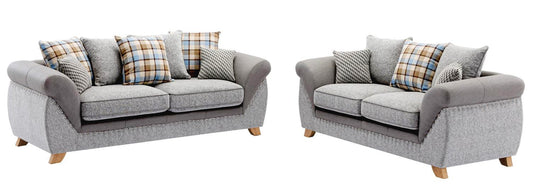 Set sofás CAMBRIDGE, 3 + 2 plazas, tejido combinado gris con gris claro - SDM