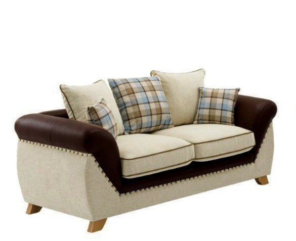 Set sofás CAMBRIDGE, 3 + 2 plazas, tejido combinado marrón con beige - SDM