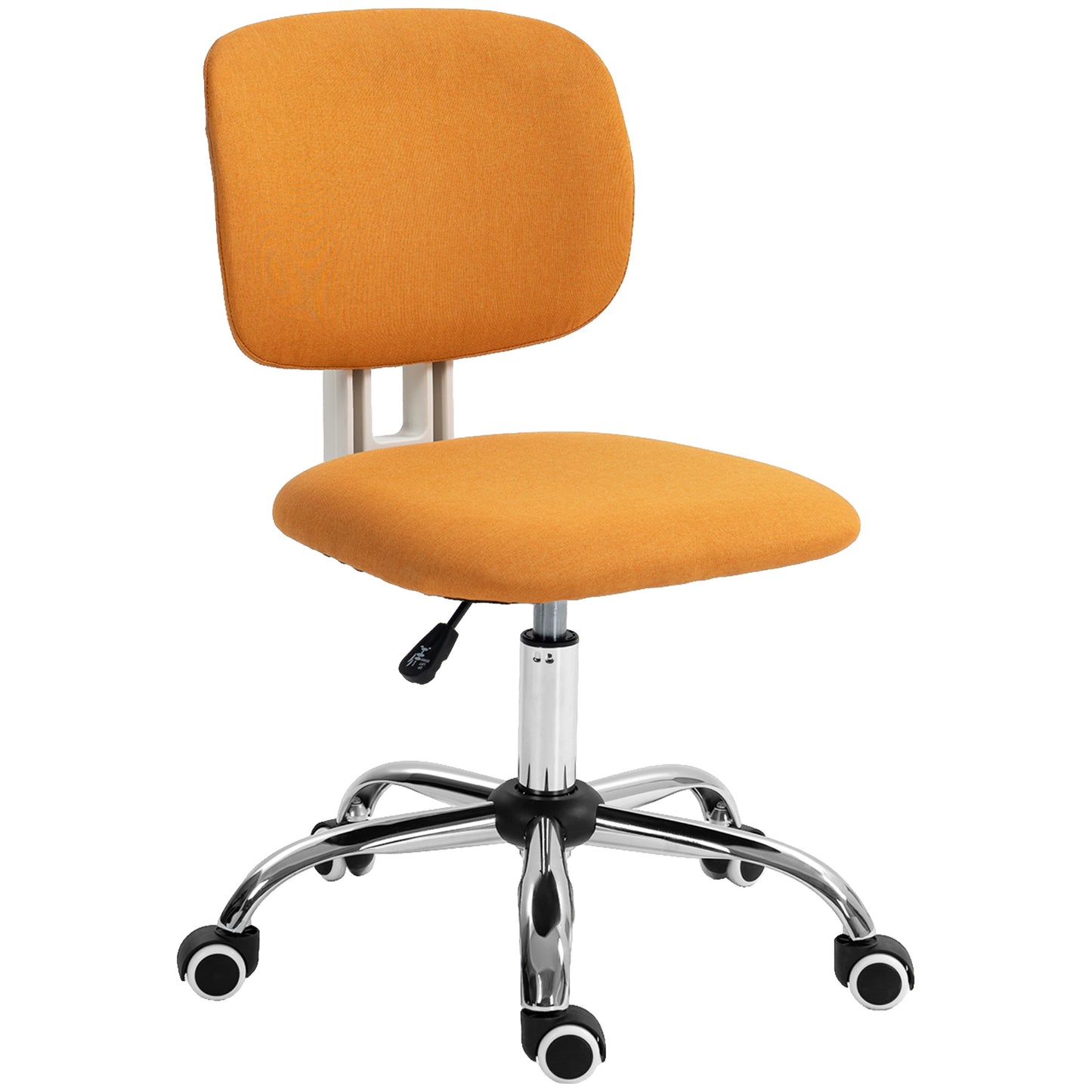 Vinsetto Silla de Oficina sin Brazos Silla de Escritorio Giratoria Tapizado de Tela con Altura Ajustable Estilo Moderno Carga 120 kg 48x53x80-90 cm Naranja