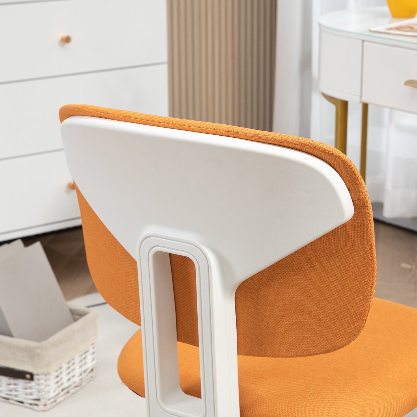 Vinsetto Silla de Oficina sin Brazos Silla de Escritorio Giratoria Tapizado de Tela con Altura Ajustable Estilo Moderno Carga 120 kg 48x53x80-90 cm Naranja