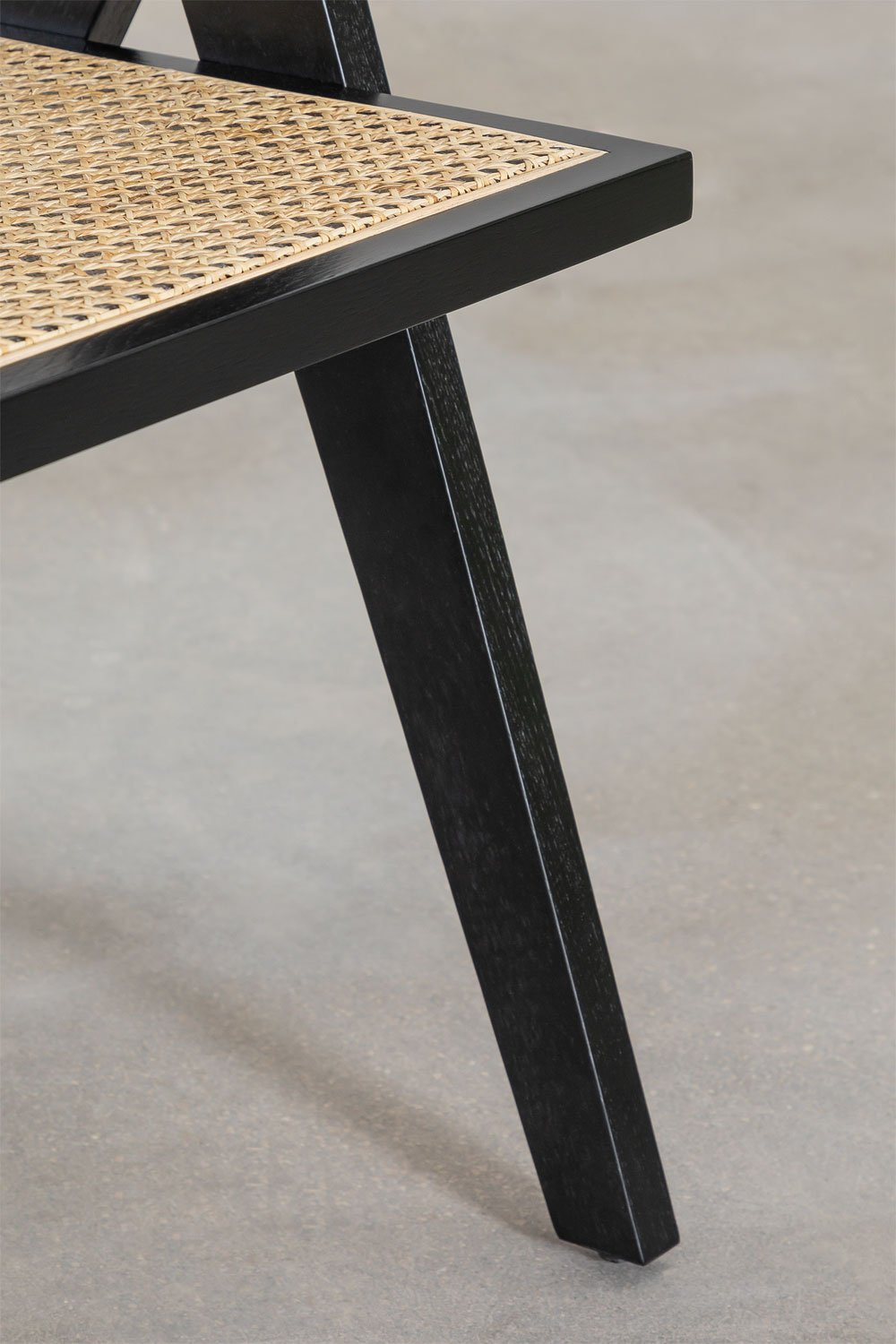 Silla de Comedor con Reposabrazos en Madera de Fresno y Ratán Lali Style Negro -  SKLUM