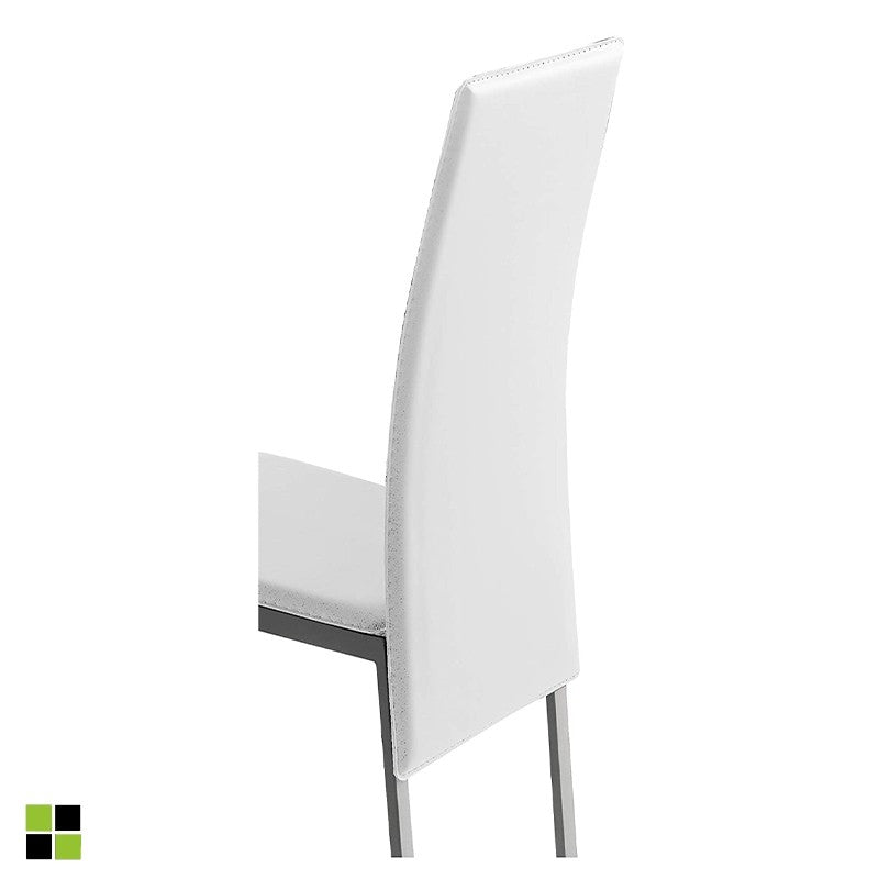 MOMMA HOME Set de 4 Sillas de Comedor Blanco - Modelo Melbourne - Material Ecopiel/Metal - Medidas 42 x 51 x 97 cm