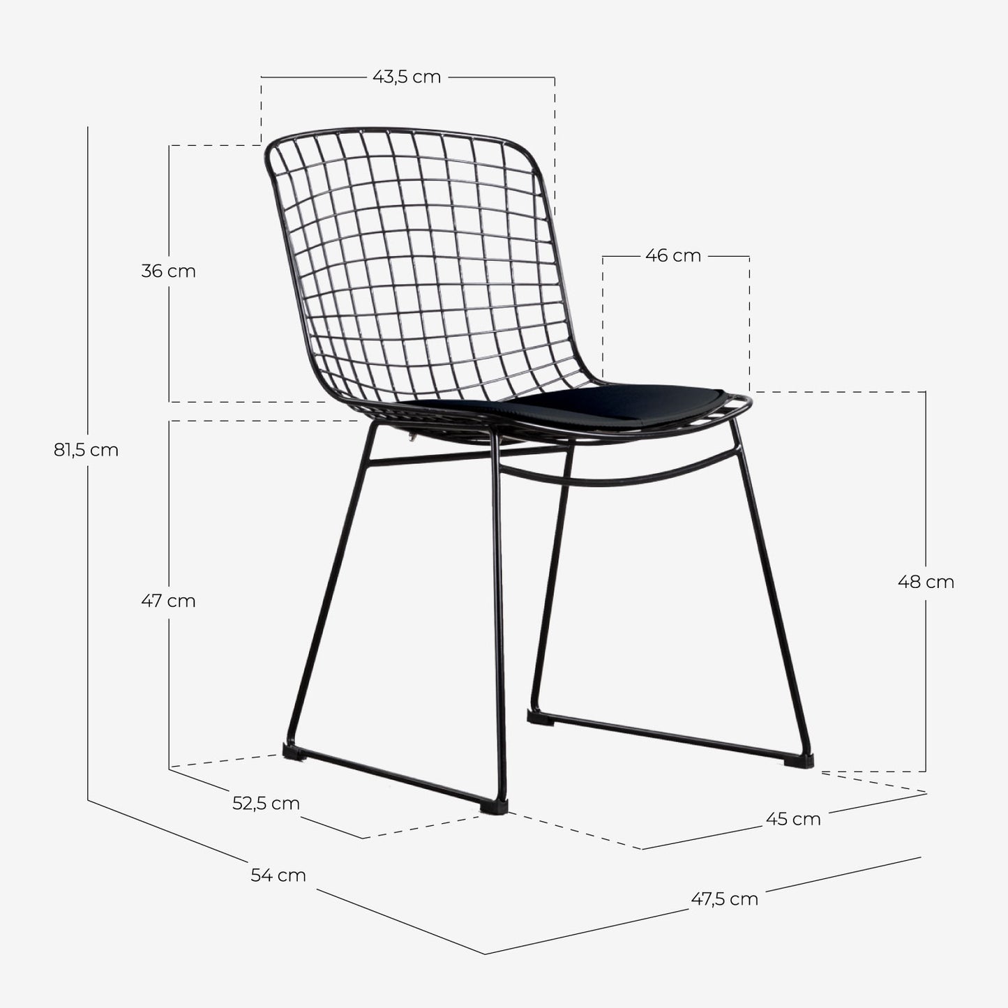 Silla de Comedor de Acero Aras Respaldo Alto Cromado - The Masie