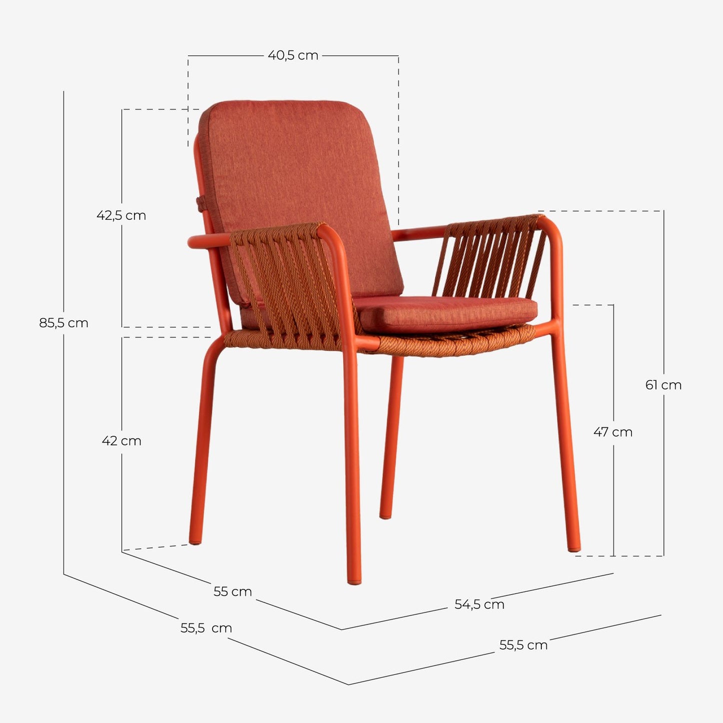 Silla de Comedor de Aluminio y Cuerda Drian Negro y Gris medio - The Masie