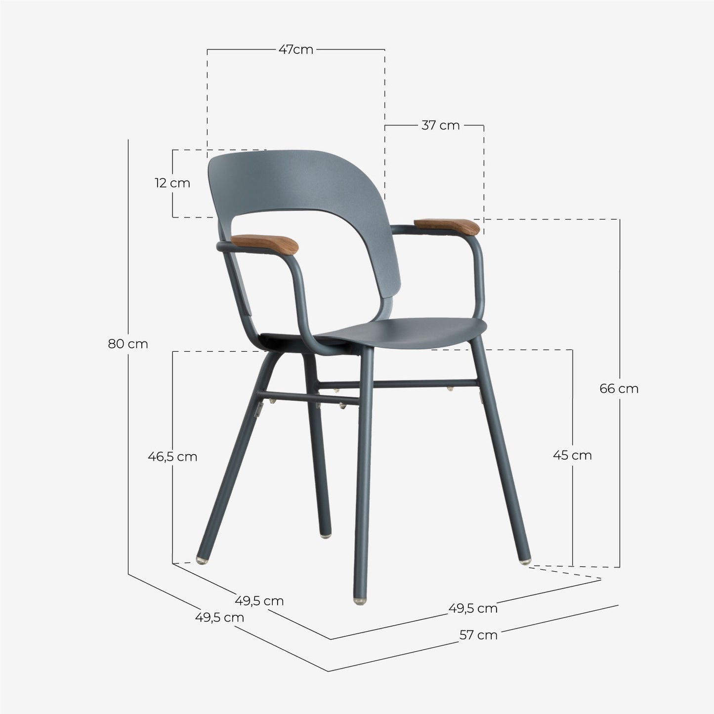 Silla de Comedor de Aluminio y Madera con Reposabrazos Pop Rojo Grenadine - The Masie