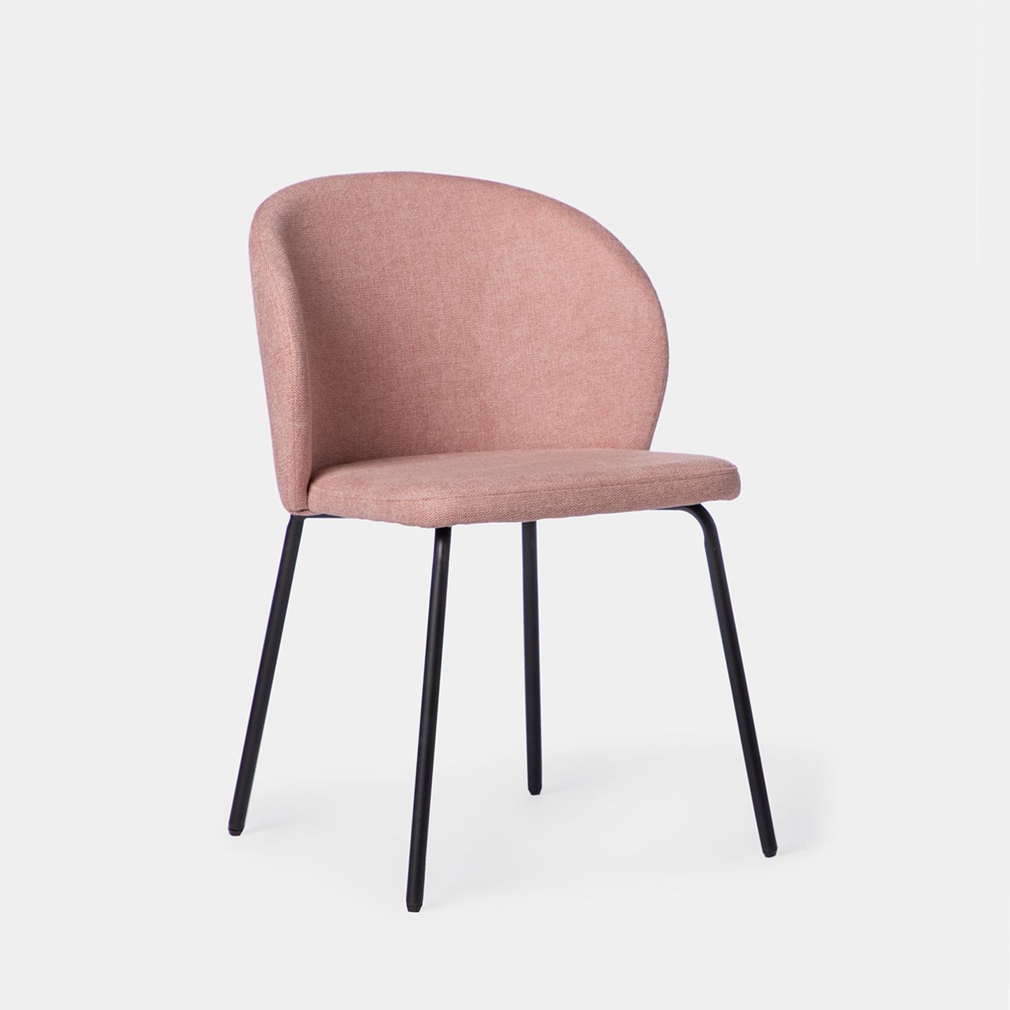 Silla de comedor tapizada rosa con pata negra Norah -  Klast