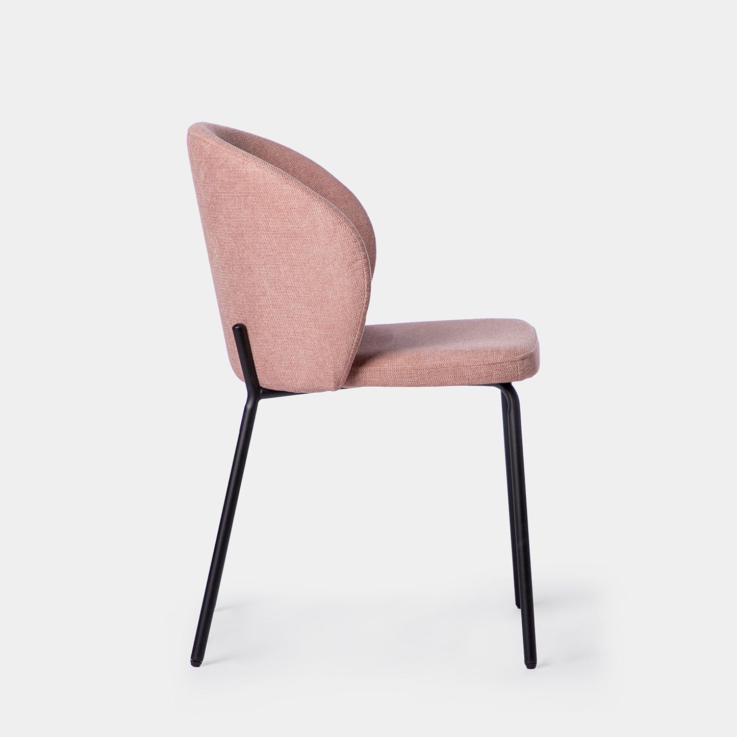 Silla de comedor tapizada rosa con pata negra Norah -  Klast