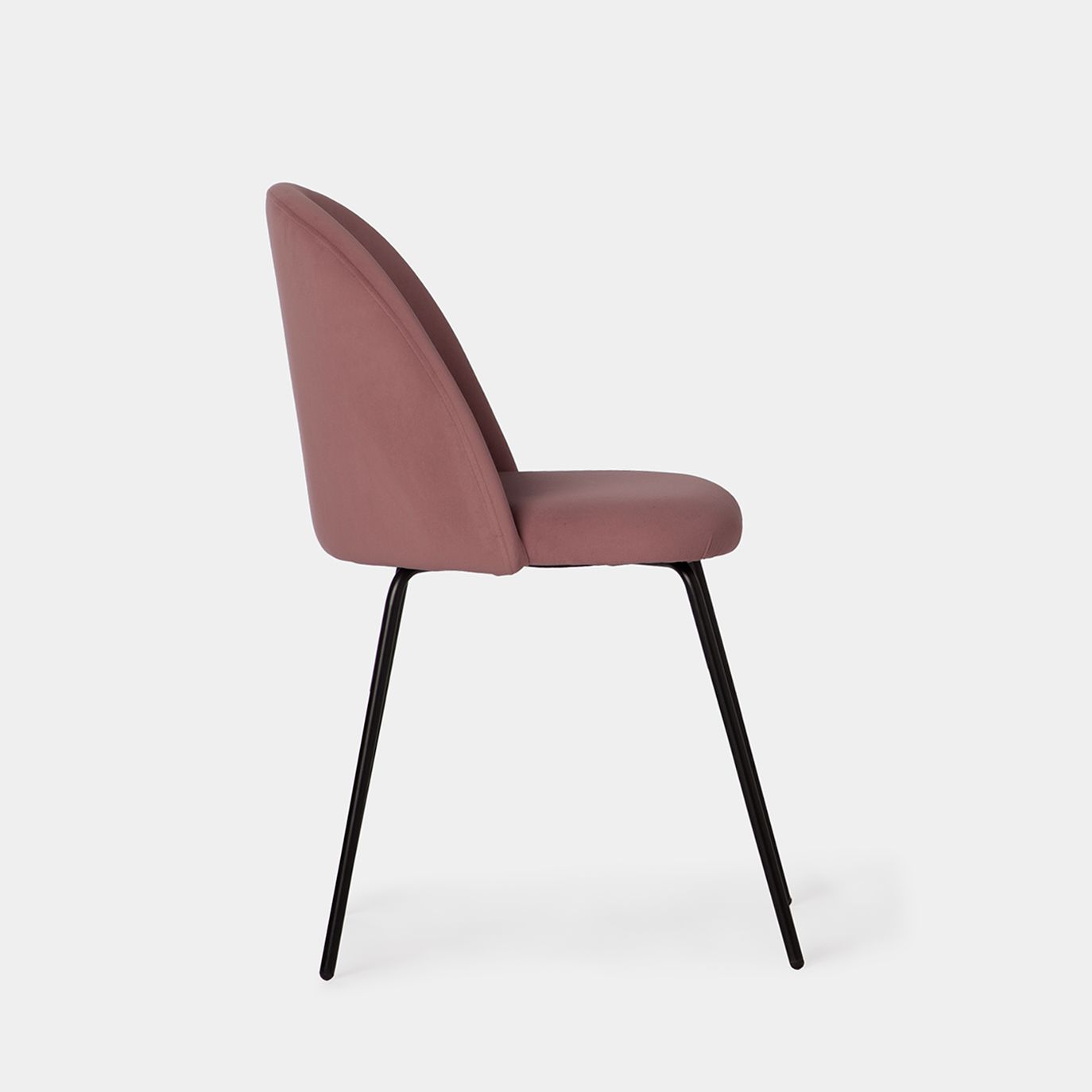 Silla de comedor tapizada terciopelo rosa con pata negra Olivia -  Klast