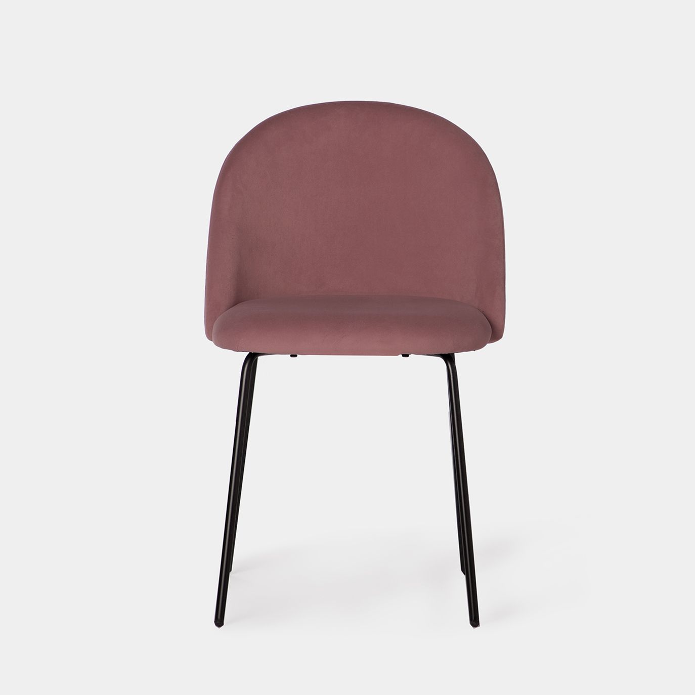 Silla de comedor tapizada terciopelo rosa con pata negra Olivia -  Klast