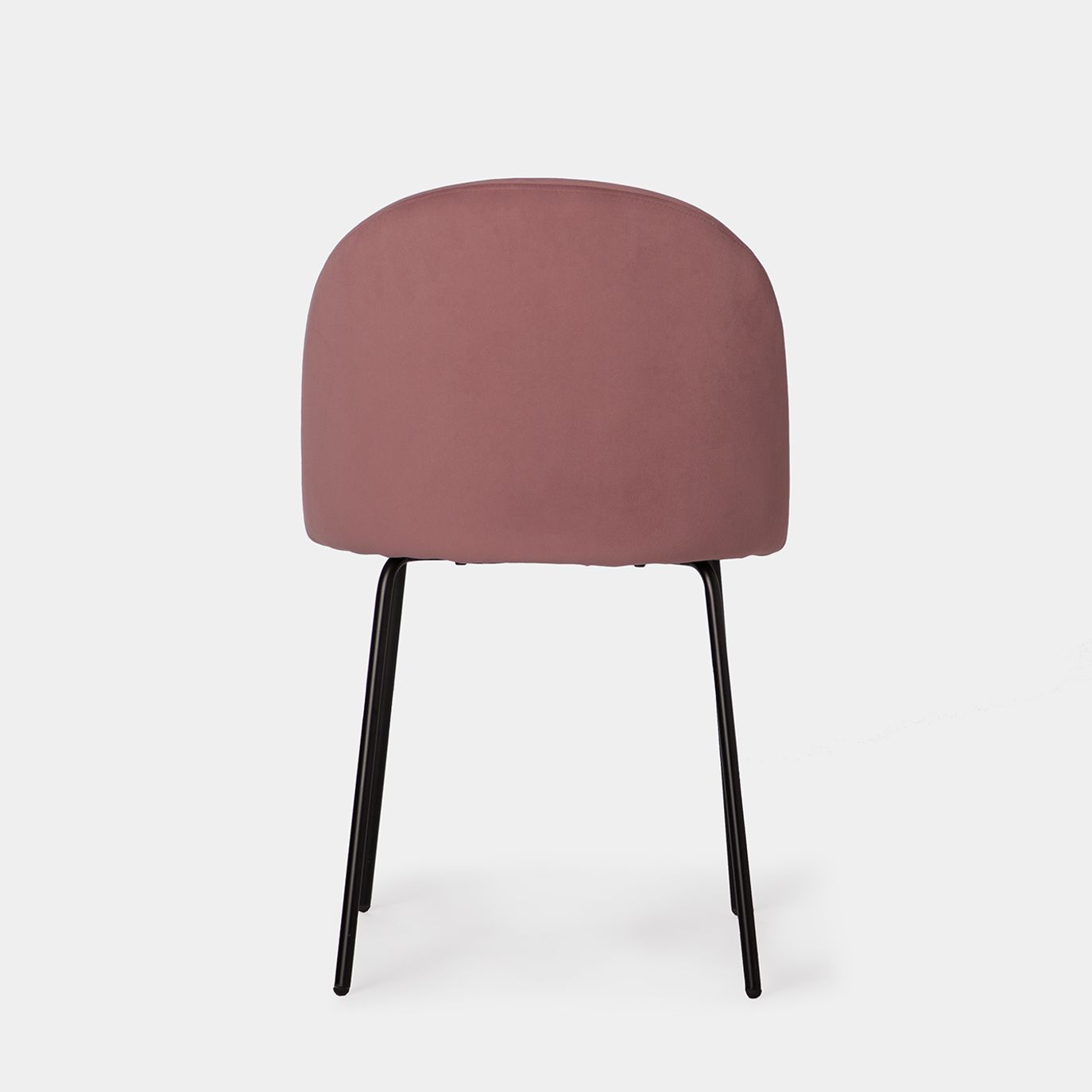 Silla de comedor tapizada terciopelo rosa con pata negra Olivia -  Klast