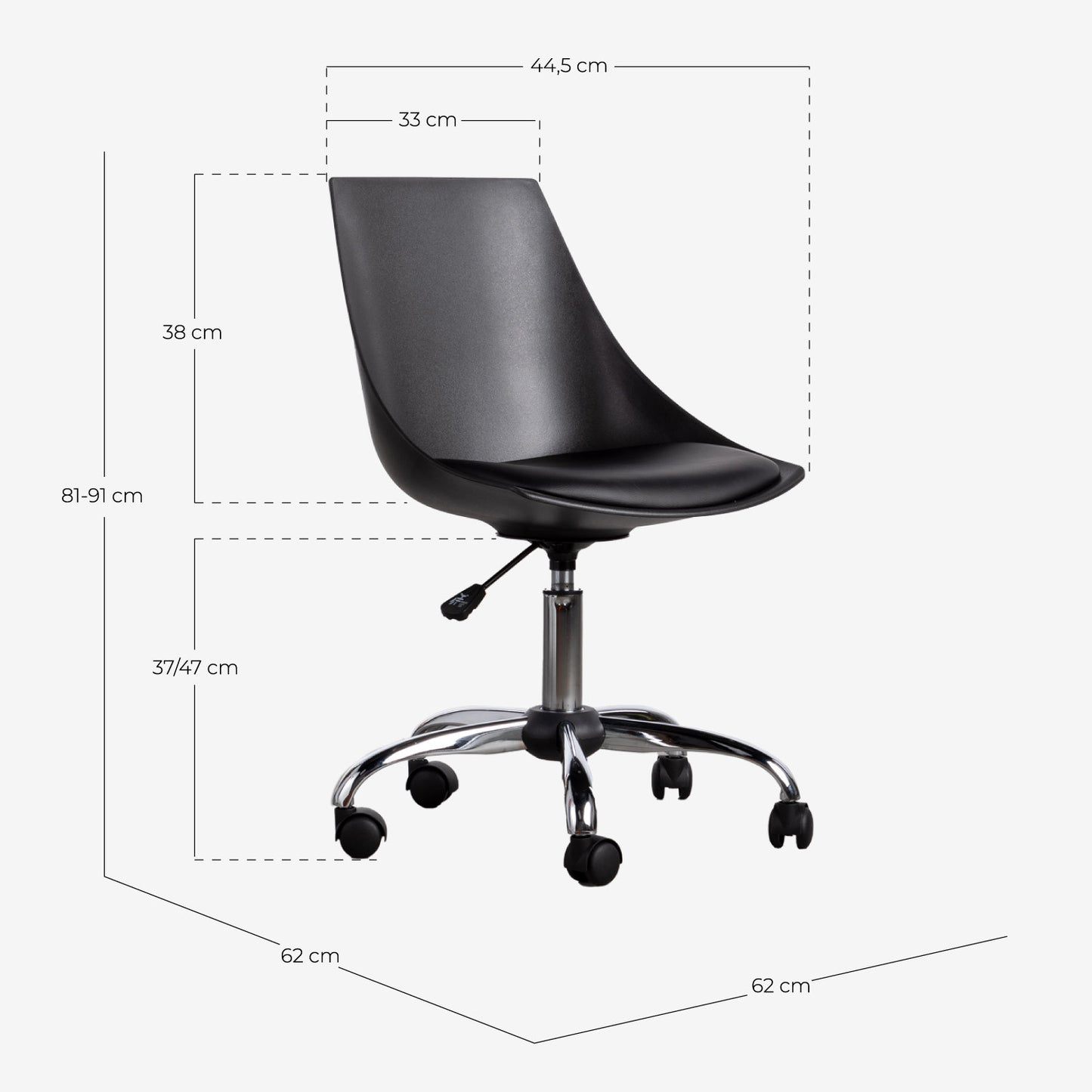 Silla de Oficina con Ruedas y Regulable Stile Verde mar - The Masie