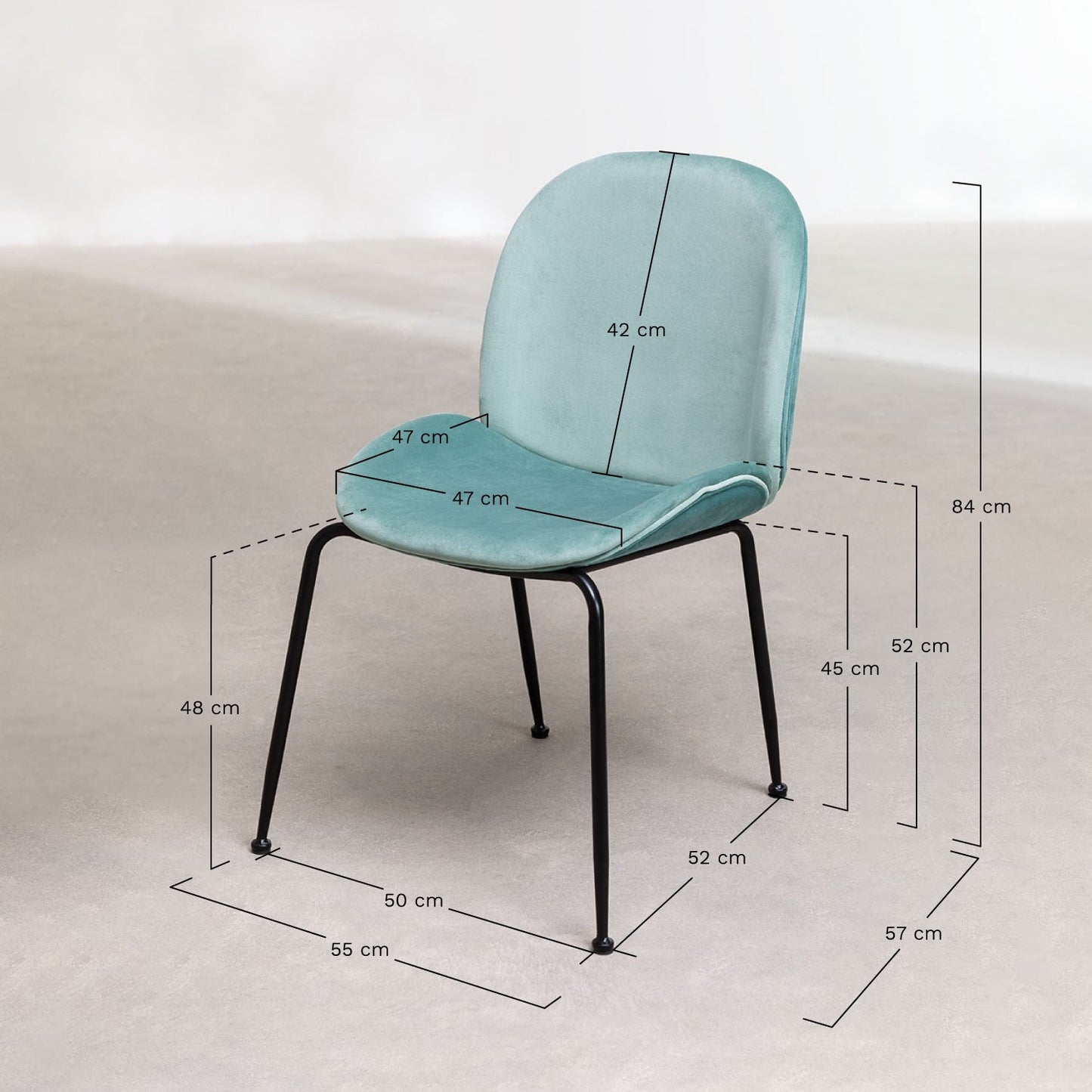 Silla de Comedor en Terciopelo Pary Celadón -  SKLUM