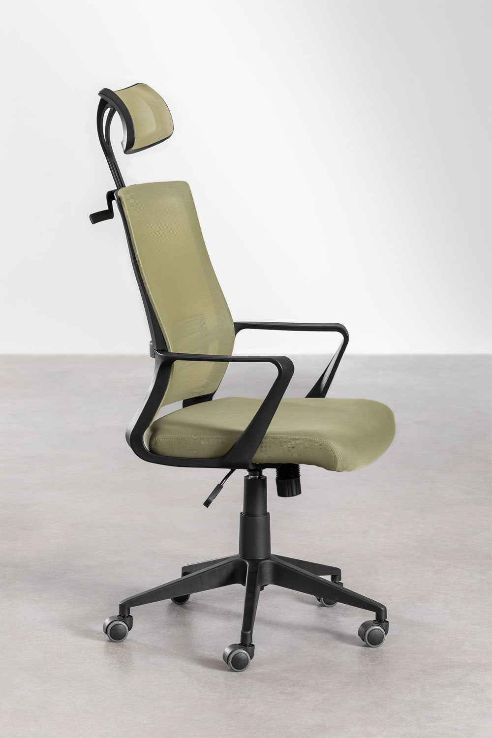 Silla de Oficina con Ruedas y Reposacabezas Teill Black Verde Bambú -  SKLUM