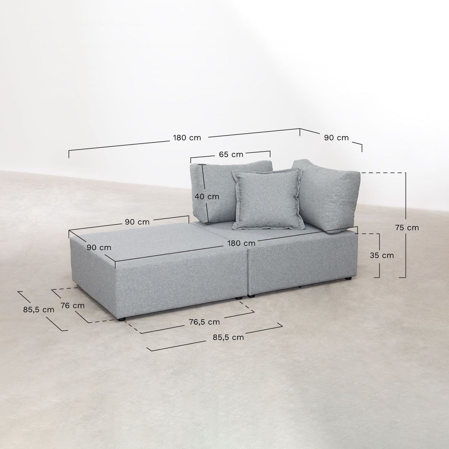 Sillón Modular con Puff Kata Beige Crema -  SKLUM