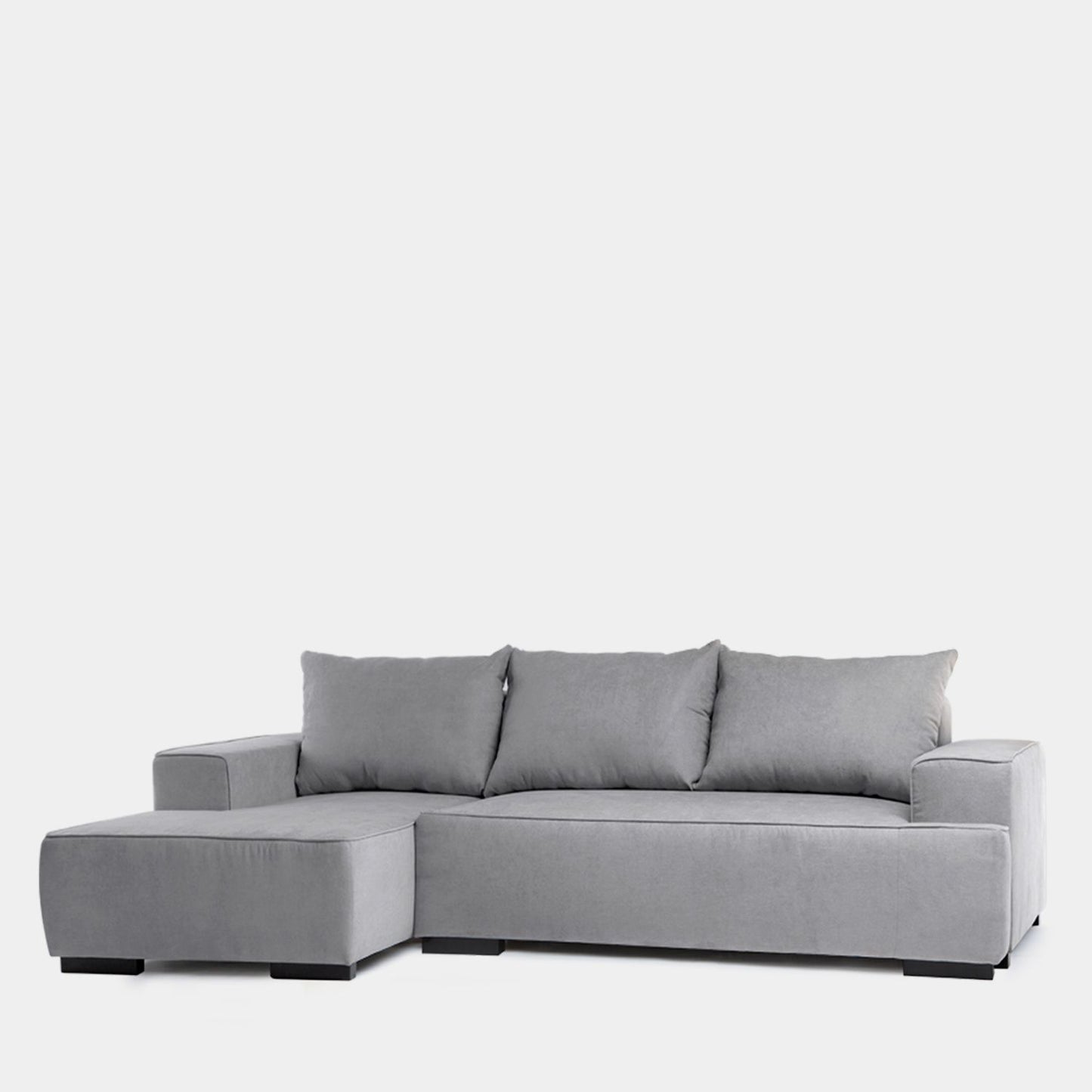Sofá cama de 3 plazas chaise longue izquierda gris Alan -  Klast