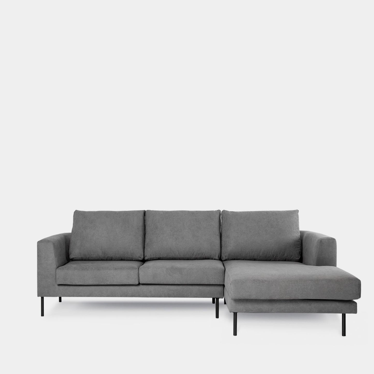 Sofá chaise longue derecha de 3 plazas gris Emma -  Klast