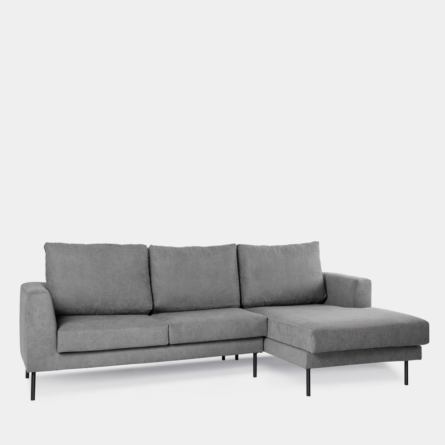 Sofá chaise longue derecha de 3 plazas gris Emma -  Klast