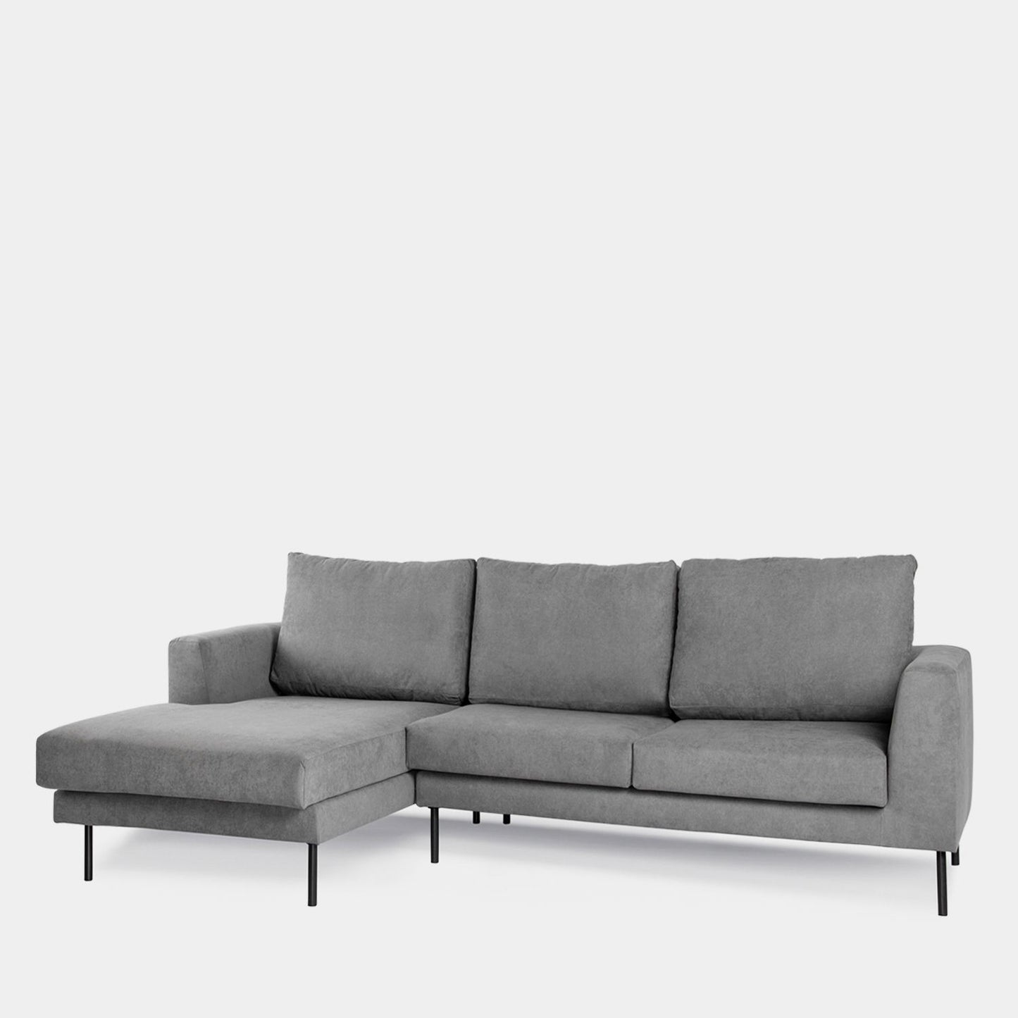 Sofá chaise longue izquierda de 3 plazas gris Emma -  Klast