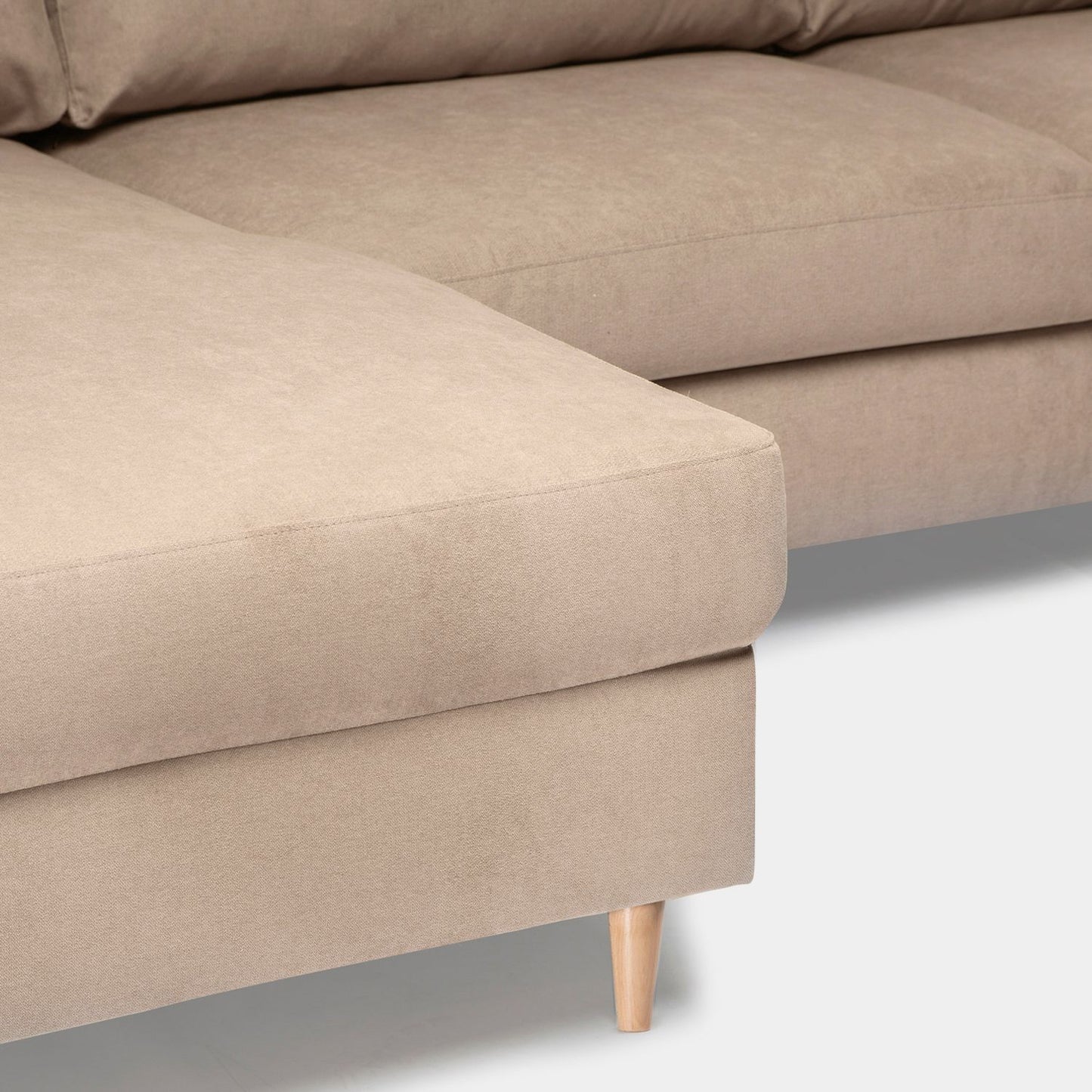 Sofá chaise longue reversible de 3 plazas beige Beth -  Klast