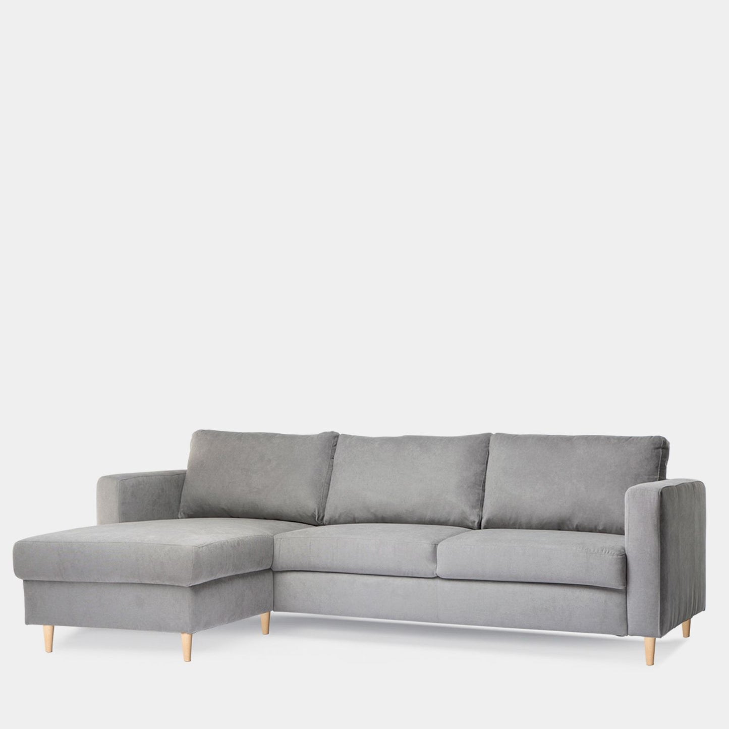 Sofá chaise longue reversible de 3 plazas gris Beth -  Klast