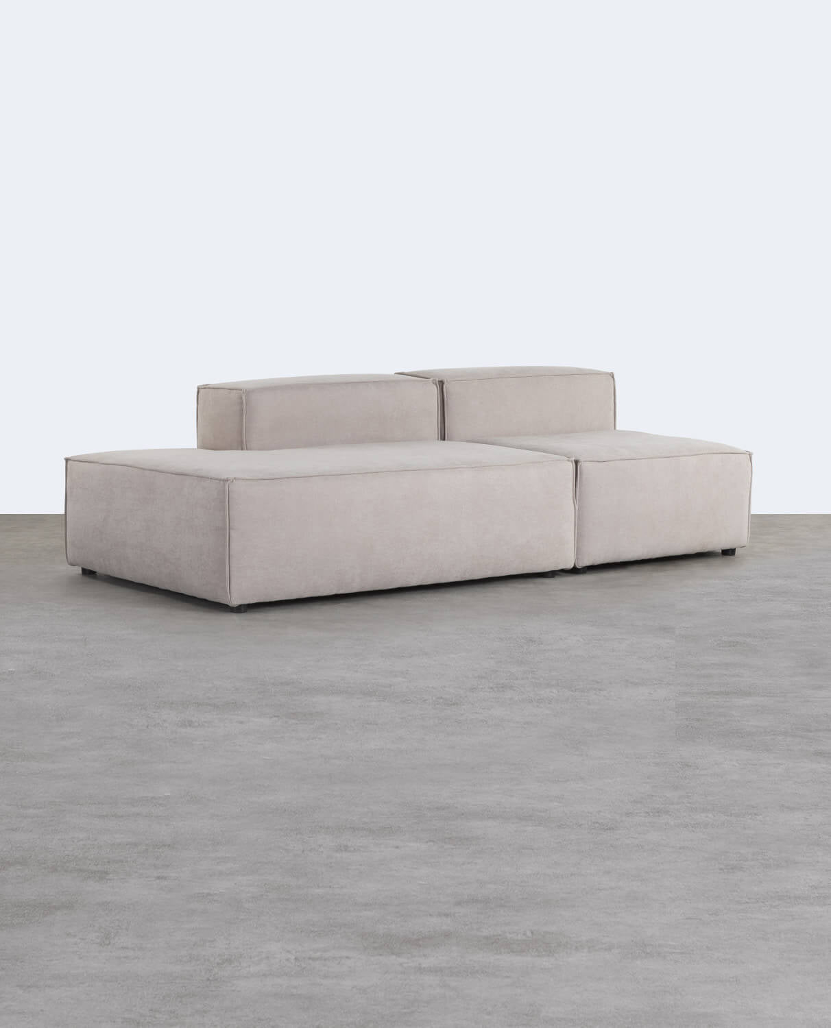 Sofá Modular 2 Piezas Sillón y Diván de Tela Jordan XL Beige - The Masie