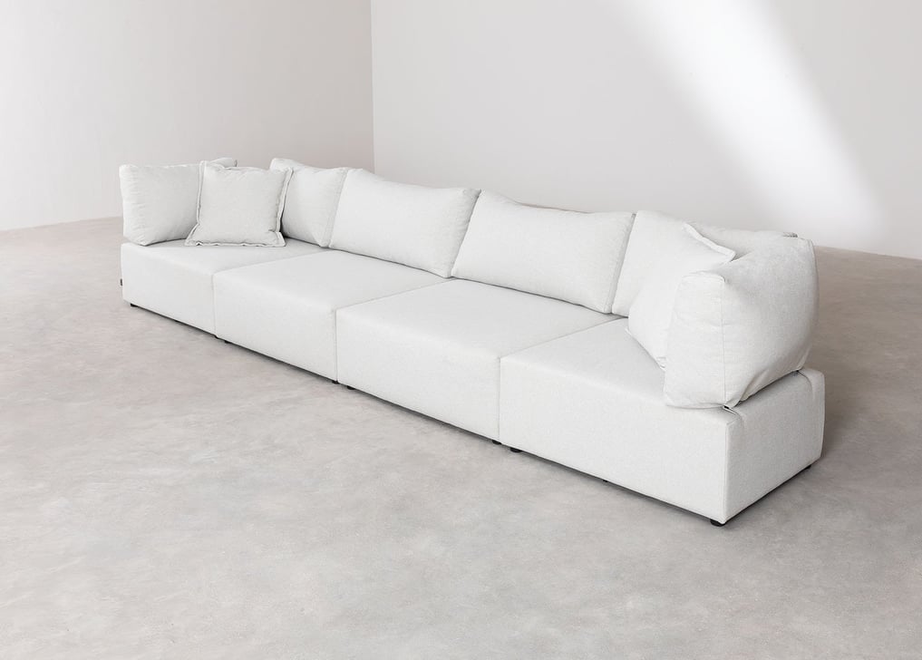 Sofá Modular de 4 Piezas con 2 Sillones Esquineros Kata Beige Crema -  SKLUM