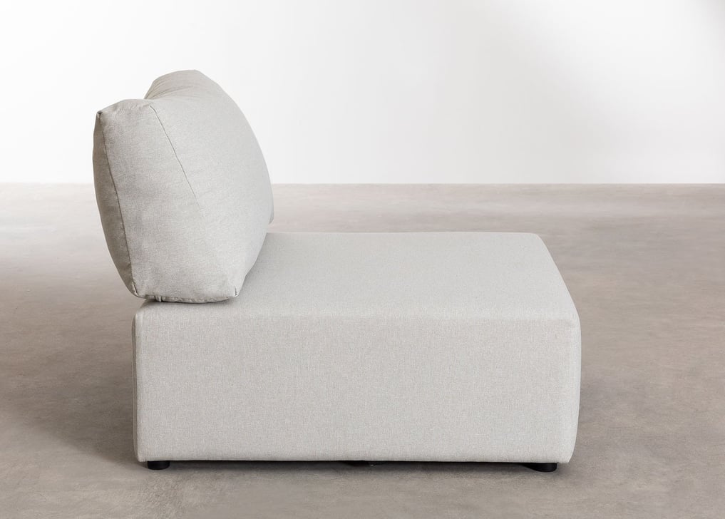 Sofá Modular de 4 Piezas con 2 Sillones Esquineros y Puff Kata Beige Crema -  SKLUM