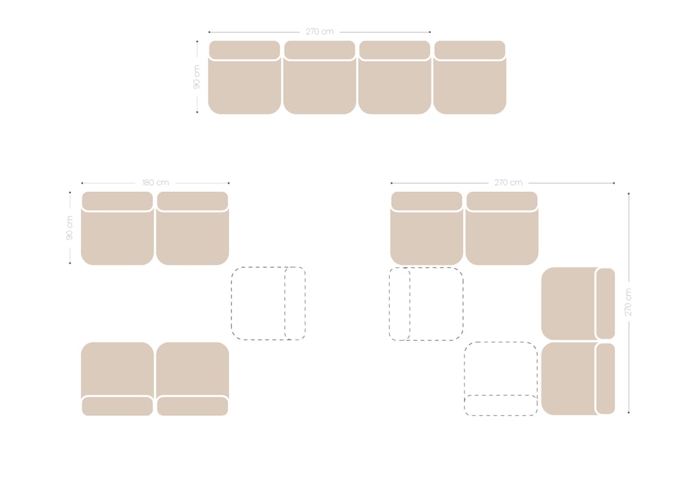 Sofá Modular de 4 Piezas Kata Beige Crema -  SKLUM