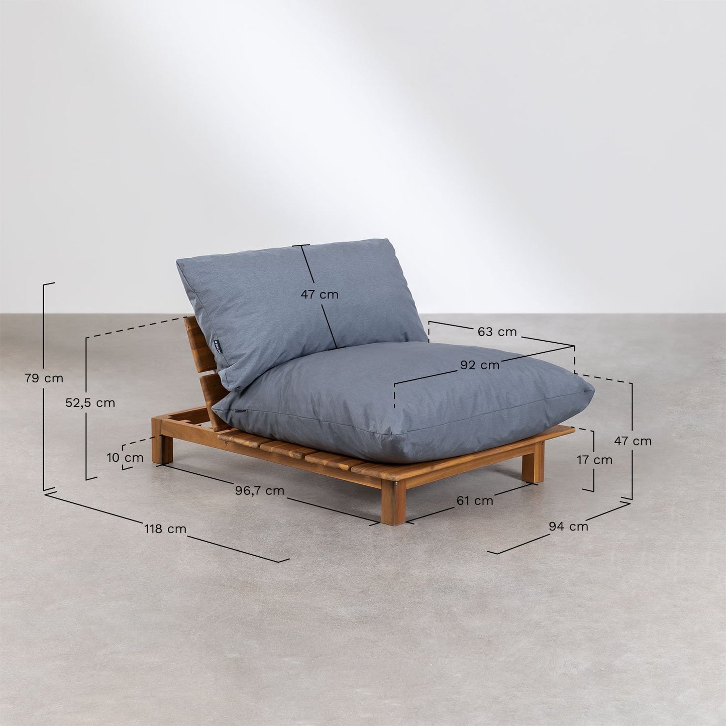 Sofá Modular Reclinable en Madera de Acacia Brina Gris Antracita -  SKLUM