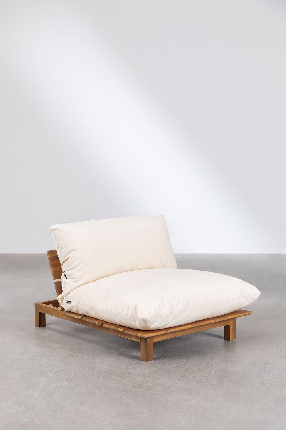 Sofá Modular Reclinable de Jardín de 2 Piezas en Madera de Acacia Brina Beige Crema -  SKLUM