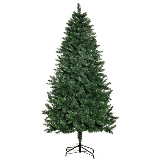 HOMCOM Árbol de Navidad Artificial 180 cm Ignífugo con 724 Ramas con 2 Tipos de Puntas de PVC Base Plegable y Soporte de Acero Decoración Navideña de Interior Verde