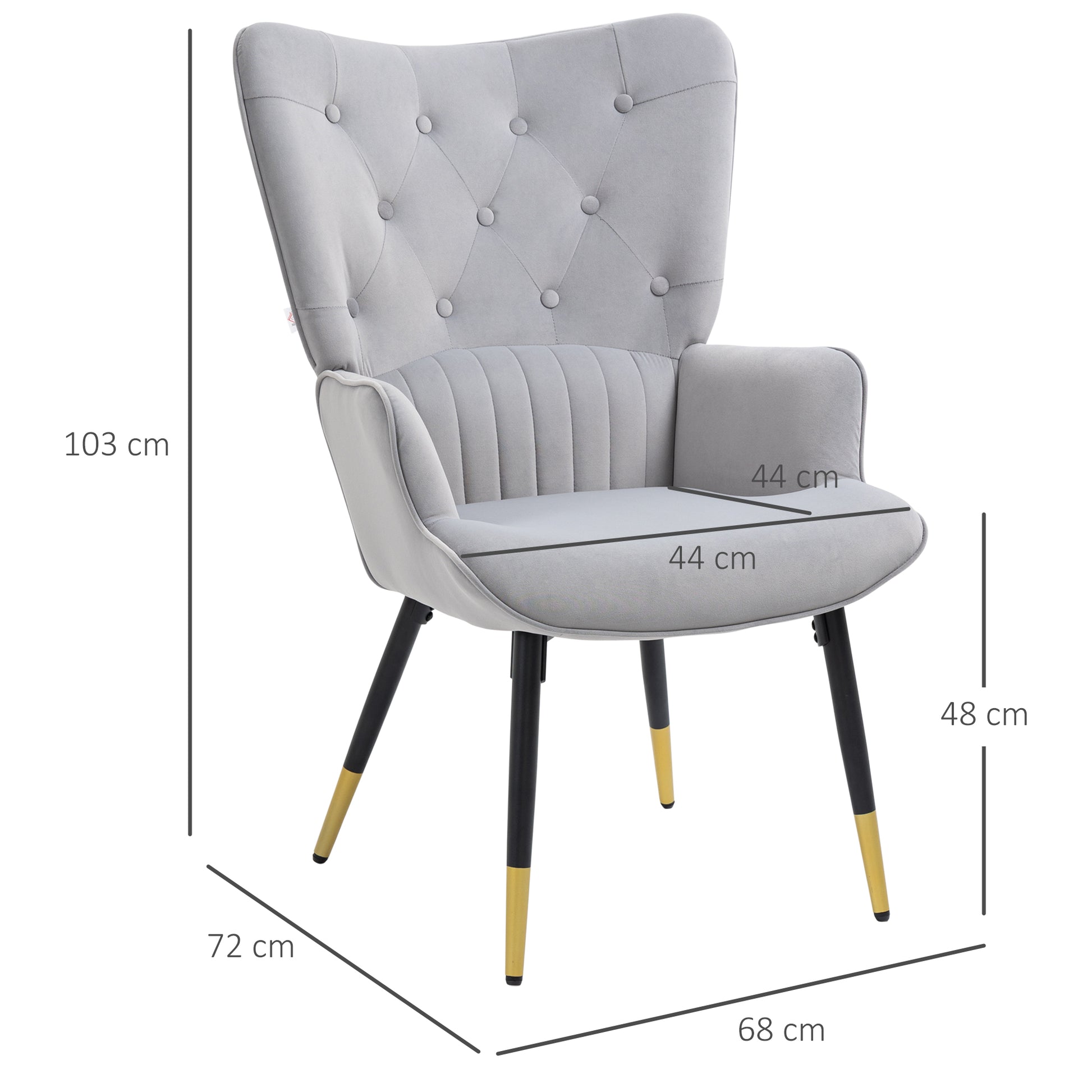 HOMCOM sillón individual sillón orejero butaca de salón moderno