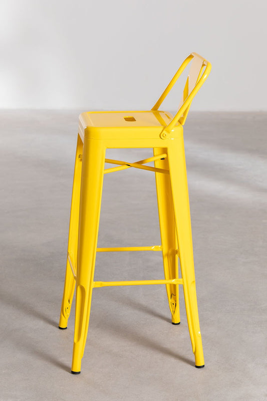 Taburete Alto con Respaldo en Acero (76 cm) LIX Amarillo Fresia -  SKLUM