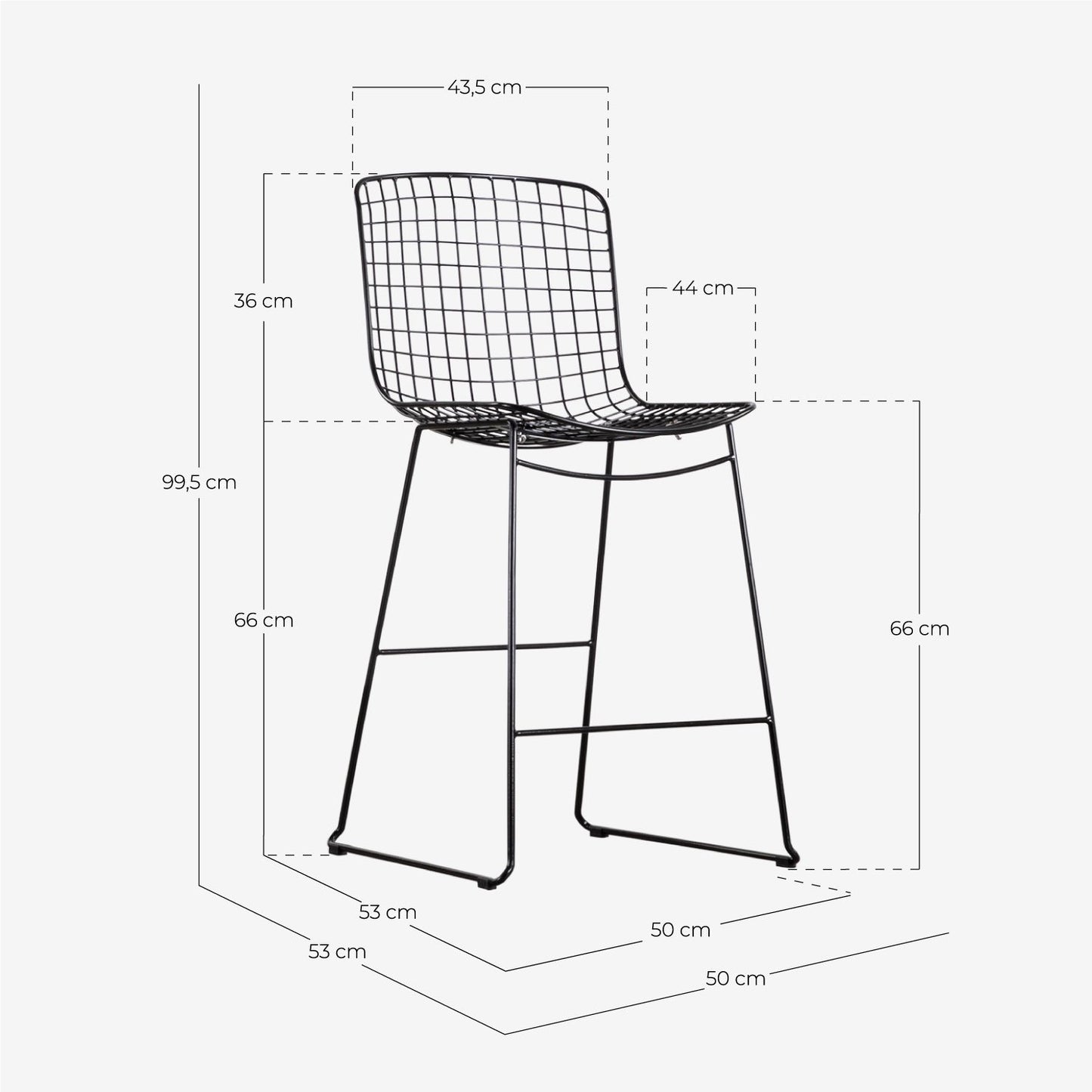 Taburete Alto de Acero (66 cm) Respaldo Alto Aras Blanco - The Masie