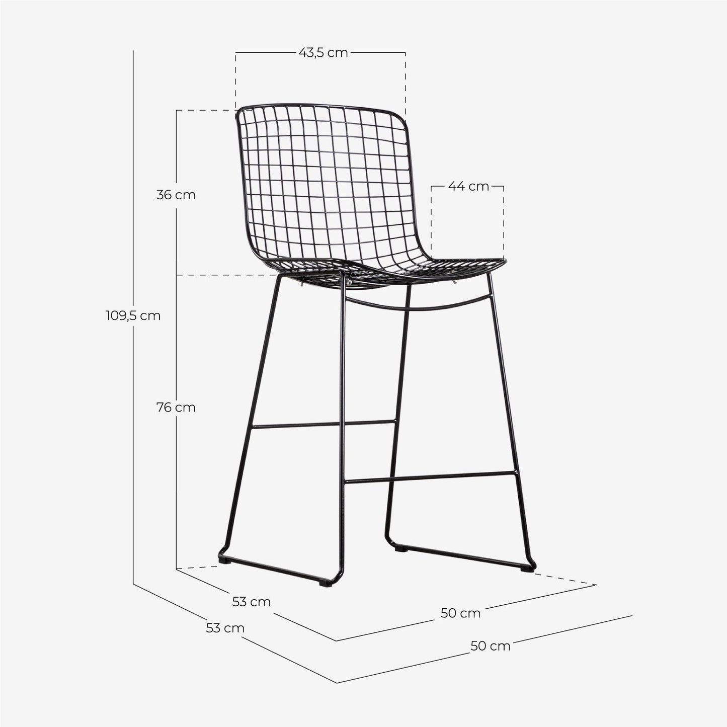 Taburete Alto de Acero (76 cm) Respaldo Alto Aras Blanco - The Masie