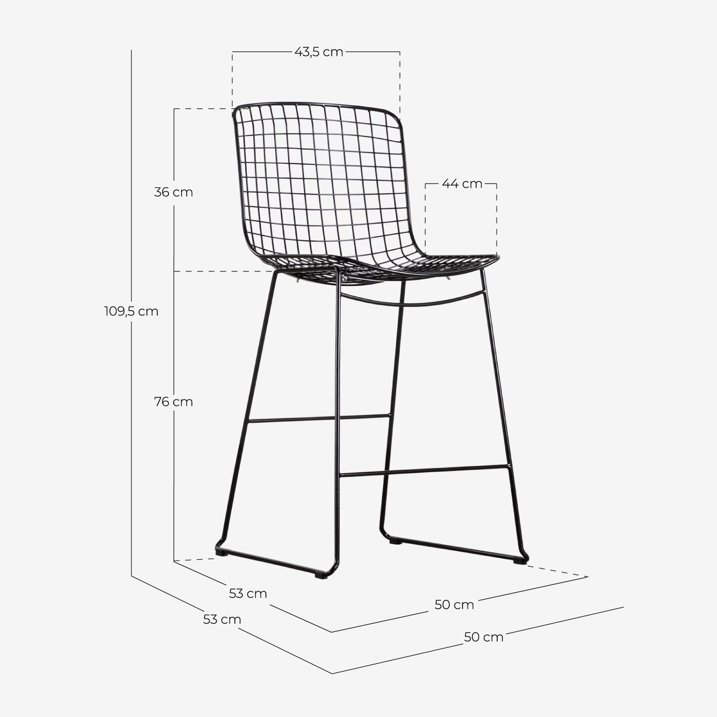 Taburete Alto de Acero (76 cm) Respaldo Alto Aras Cromado - The Masie