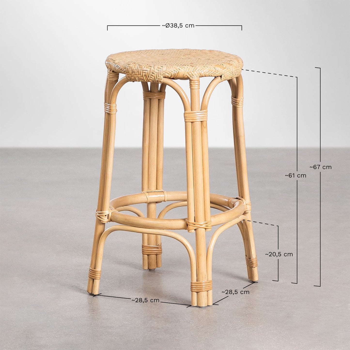 Taburete Alto en Ratán (67 cm) Jachel Natural -  SKLUM