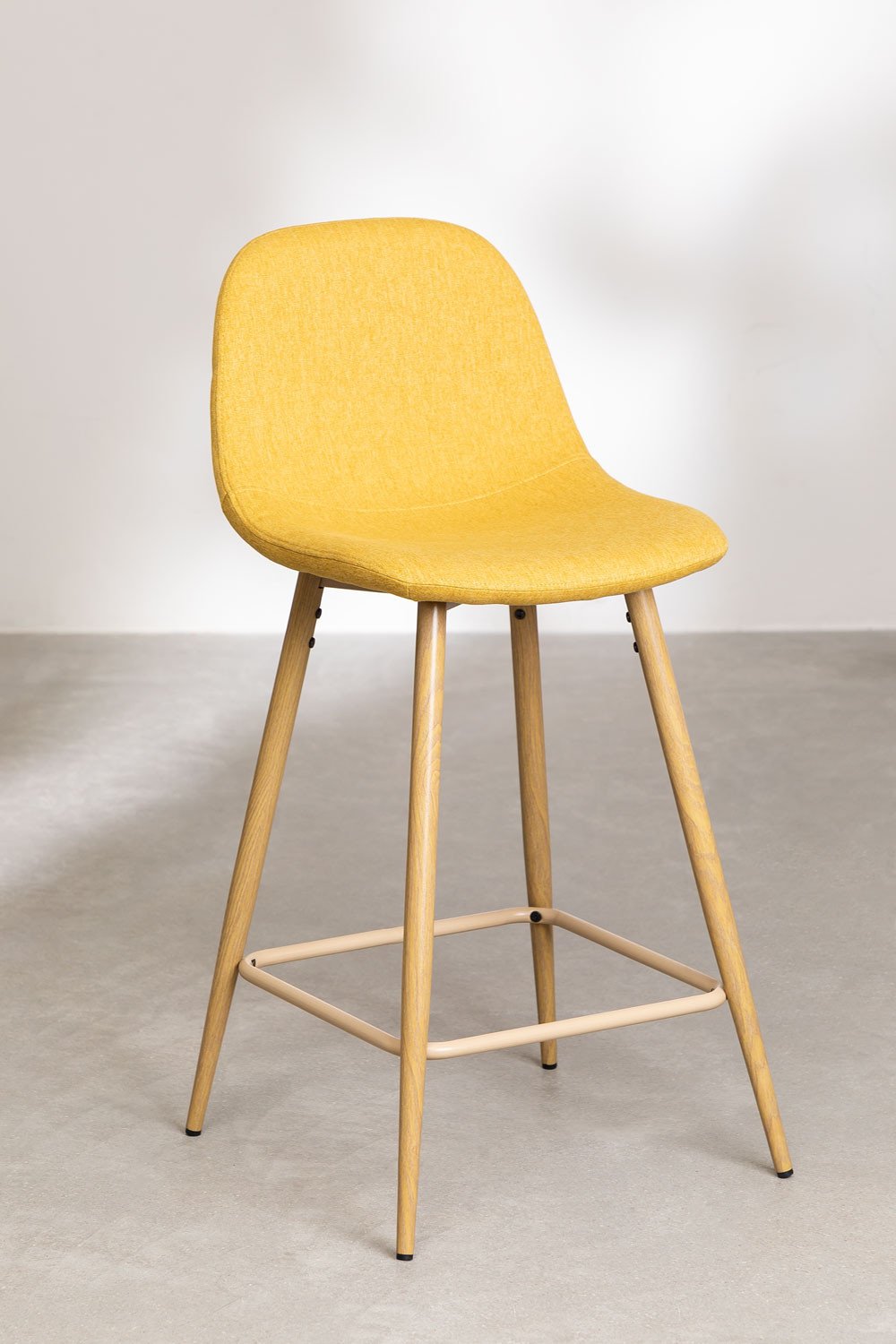 Taburete Alto Glamm ↑65 cm Amarillo Curri Madera Natural -  SKLUM