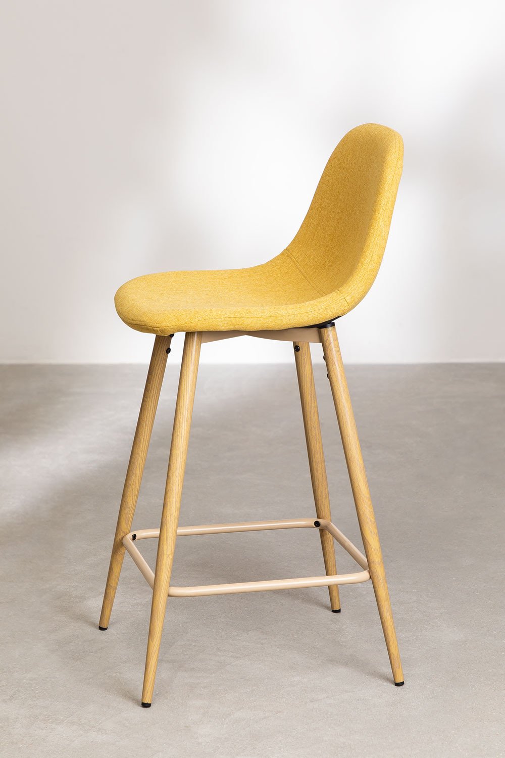 Taburete Alto Glamm ↑65 cm Amarillo Curri Madera Natural -  SKLUM